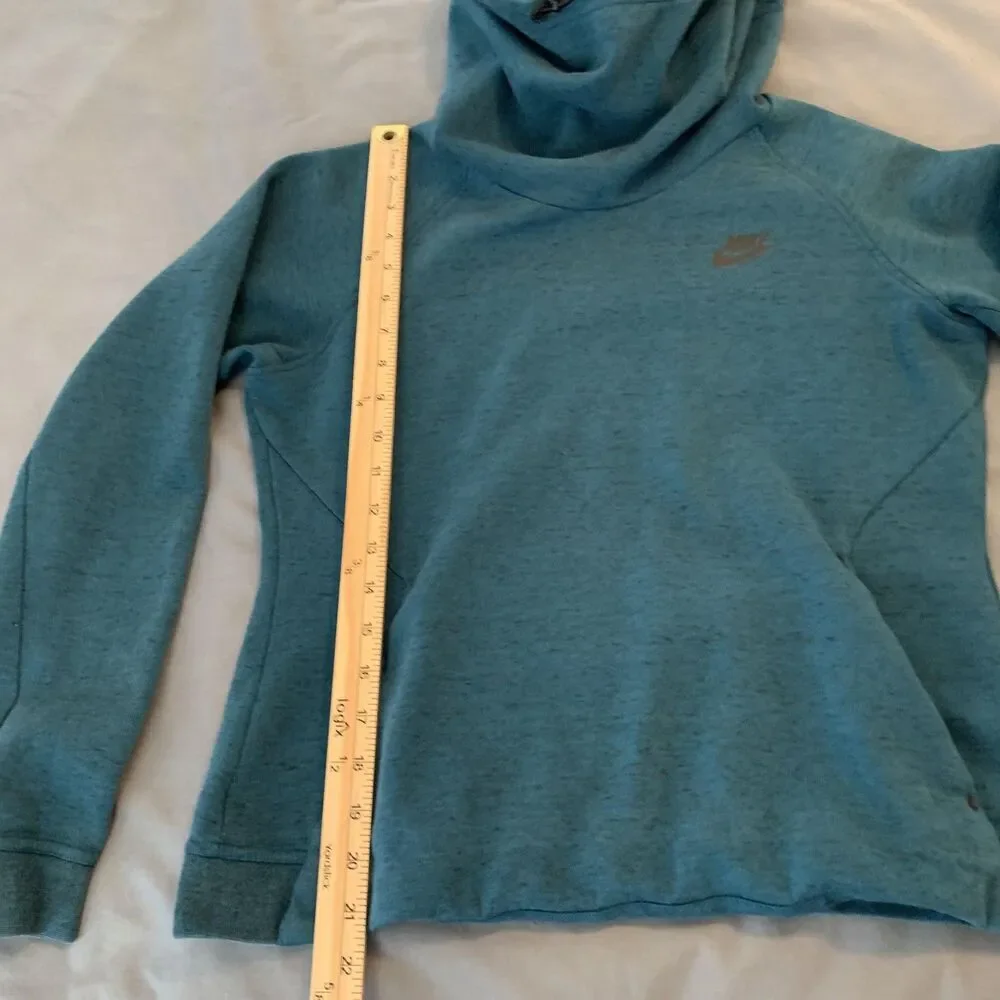 Nike Hoodie Womens Medium Blue Funnel Neck Thumbhole Running Pullover Sweatshirt